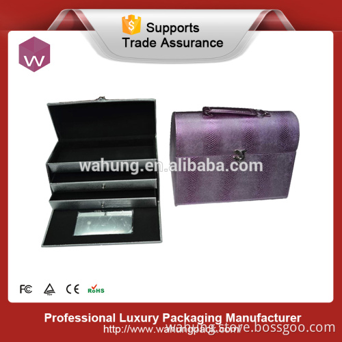 leather box locked black jewelry storage case with handle